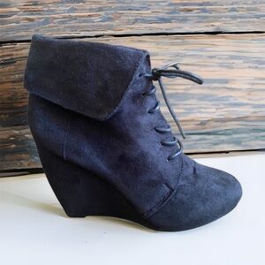 Lace up wedge ankle booties